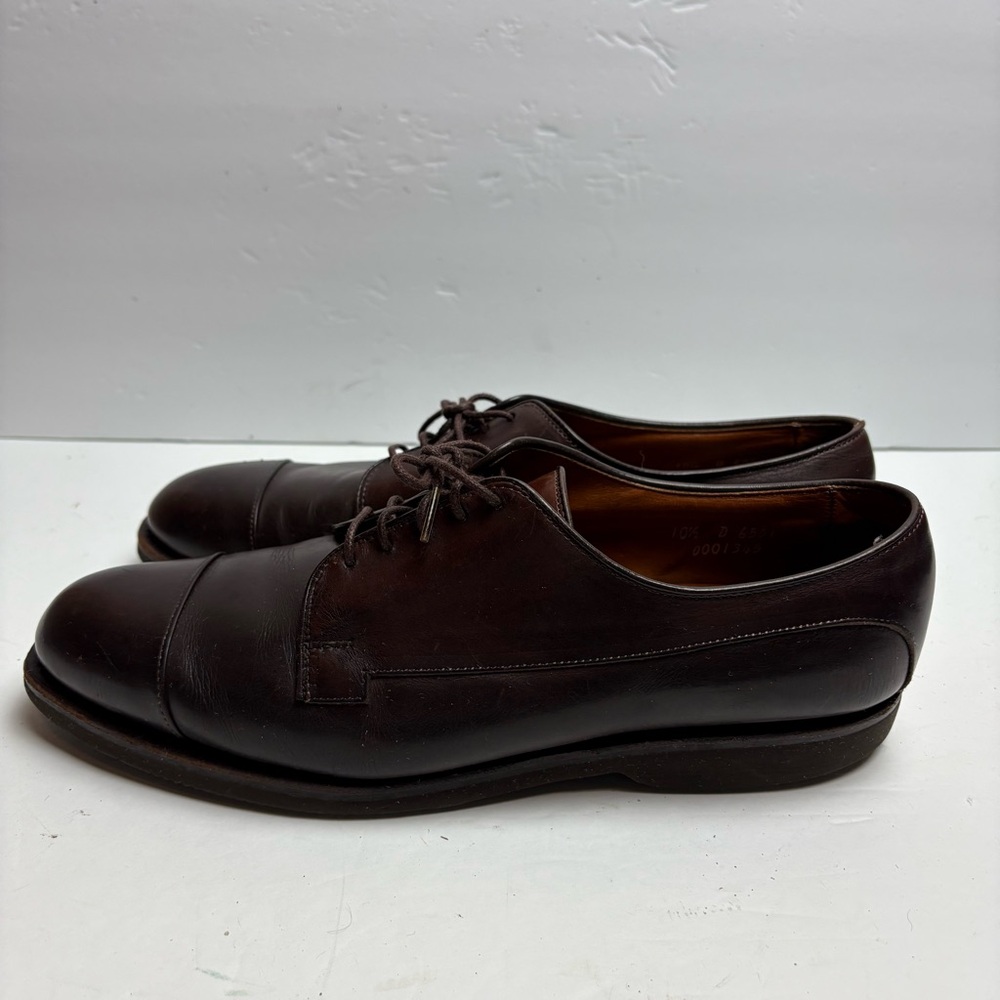 Allen Edmonds Bergland Brown Leather Cap Toe Derby Dress Shoes 10.5 D 6551 USA